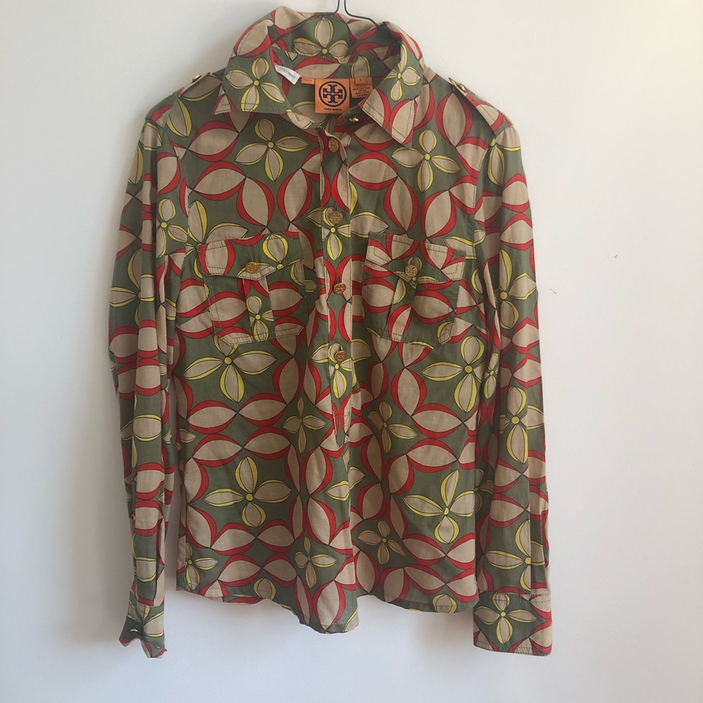 Tory Burch size 6 printed button up blouse